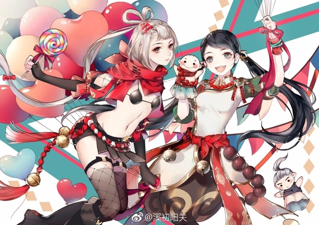 赶上啦！龙女小姐姐和御灵小姐姐祝大家六一快乐~　作者：@溪初阳关
