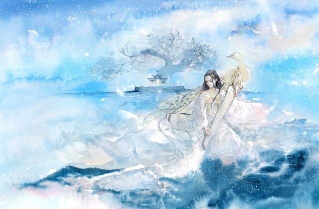 清风拂罗裙，素手起千音，镇魔曲新出的迦楼罗小姐姐殊音真的仙气十足，忍不住吸一口[心]　作者：＠何何舞